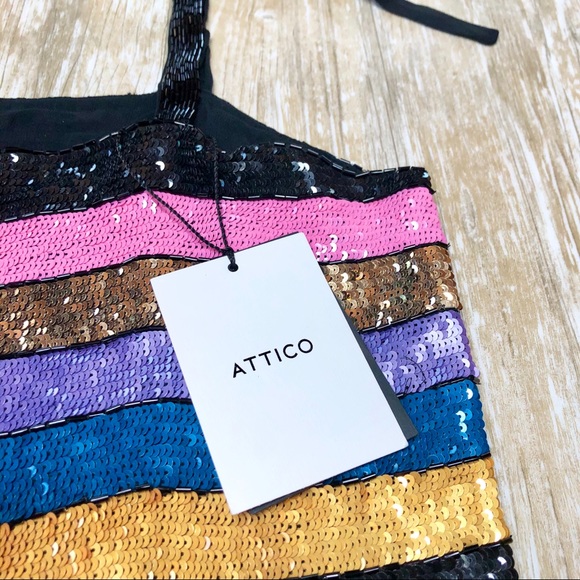ATTICO Sabrina Sequin Dress Multi Rainbow Mini NWT - Picture 10 of 15